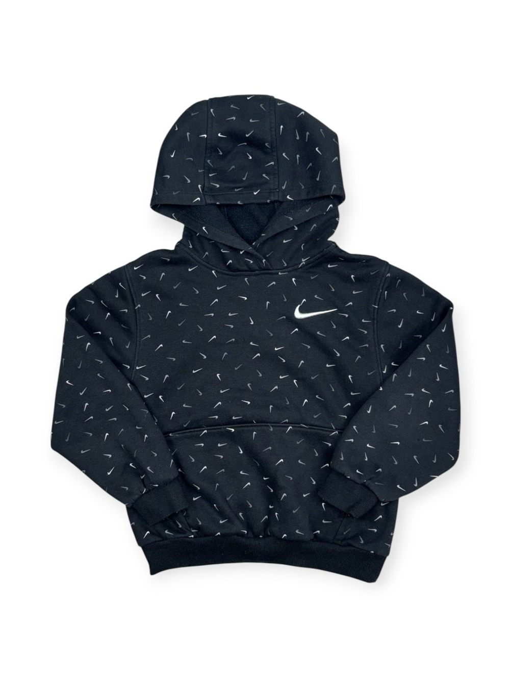 Nike Hooded Sweatshirt 6/7 Black White Swoosh